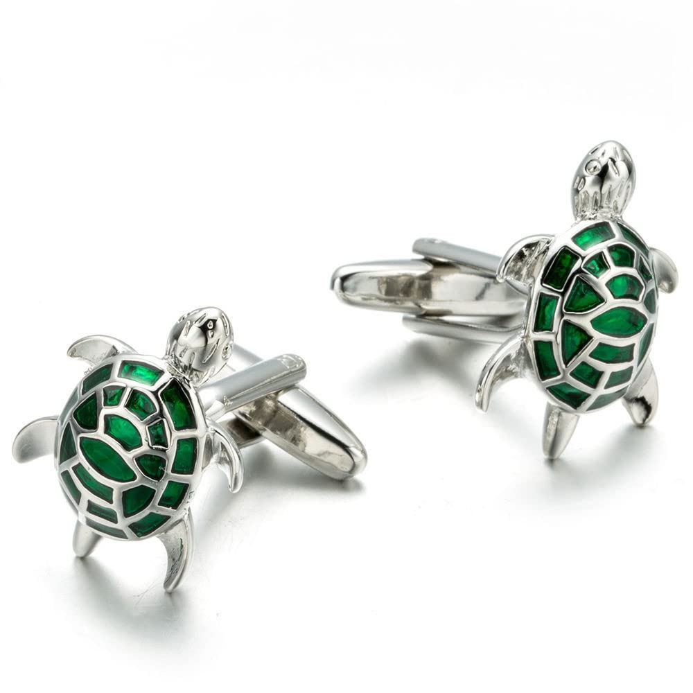 Gemelos de tortuga vintage con diamantes de imitación franceses con caja de regalo para hombres, fiestas, reuniones, bodas, uso diario
