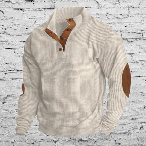 Mens Hoodies Pullover Westren Cowboy Print Aztec Ethnic Graphic Fashion Button Collared Long Sleeve Sweatshirt - Image 2