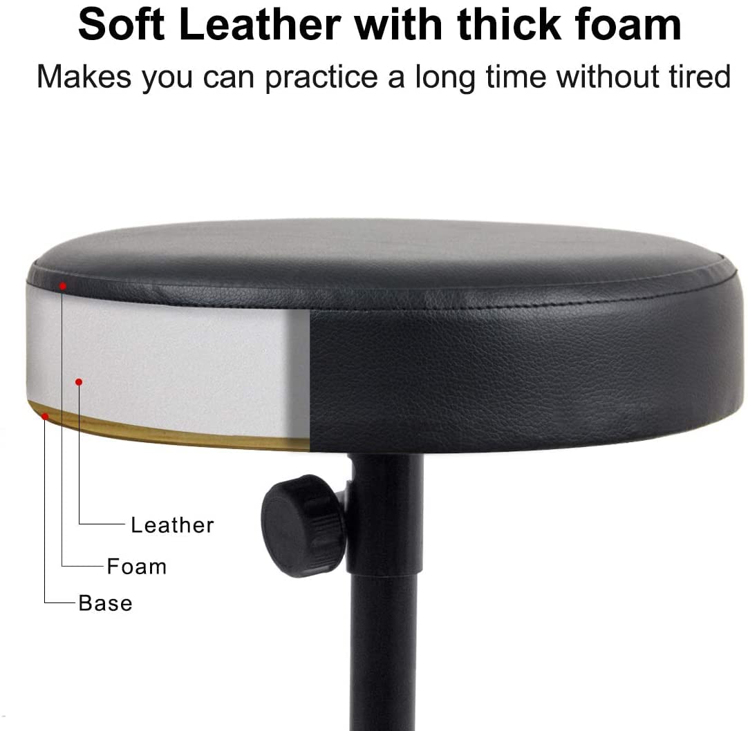 Rockstar - Taburete Sillin de Bateria Electrónica DSF01 Banqueta con Asiento Acolchado Negro Plegable para Guitarra Teclado Piano Adultos y Jovenes - Rockmusic