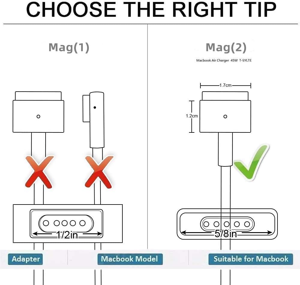 Mac Book pro Charger, 85W T-Tip Adapter Power Adapter MagS Safe 2 Mac Air Charger Compatible with MacBook Pro 17/15/13 Inch (After Mid 2012 or Later) - 2