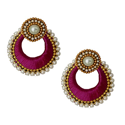 Tia Crafts Handmade Non-precious Metal and Pearl Chand Bali Earring for Women & Girls, Pink (B07RHSG7HW) Amazon Price History, Amazon Price Tracker