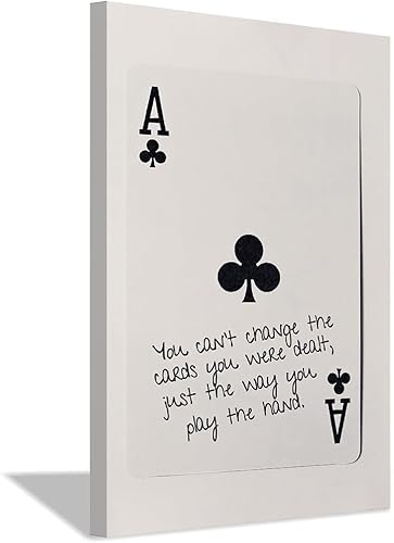 Divertido lienzo de Poker Ace - Arte de pared retro negro y blanco, mural minimalista de tarjetas de la suerte para cueva de hombre, decoración de
