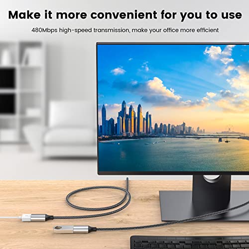 MOGOOD USB Extension Cable, USB Splitter USB-A Male to 2 Female Extension Cable, Durable USB Splitter Cable, Nylon Braid - Image 2