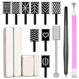 YECIRALA 16 Pieces Cat Eye Nail Magnet Tool Set For Nails, Cat Eye Nail Polish Magnet Wand Magnetic Nail Pen Dual Ended Cat Eye Magnet Wand Stick For DIY Gel Polish Gradient Nail Art Designs Magnets
