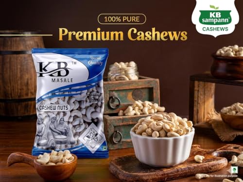 Image of KB MASALE Dry Fruits 100% Natural Premium Whole Kaju Cashew Nuts | Kaju Premium Raw Cashew Nut Fresh And Crispy Snack (250 GM)