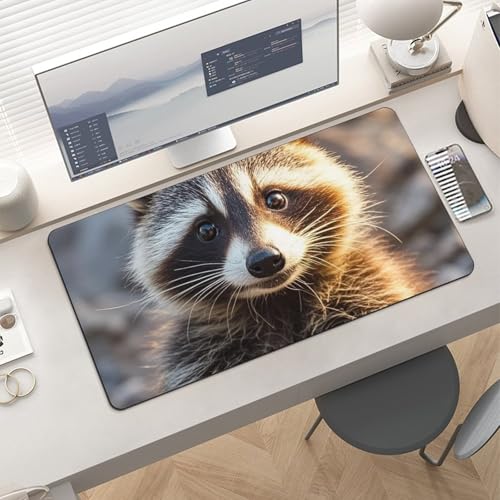 Desk Pad Protector 24x12 Inch Extended Cute Raccoon miniatura 6