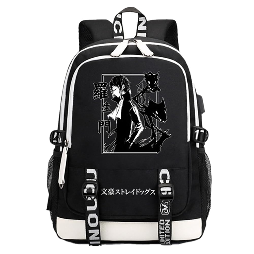 Charous Unisex Black 1 Anime Bungo Stray Dogs Oxford Cloth Cartoon Backpack School Bag For Manga Ryunosuke Akutagawa Fans Cosplay Gift