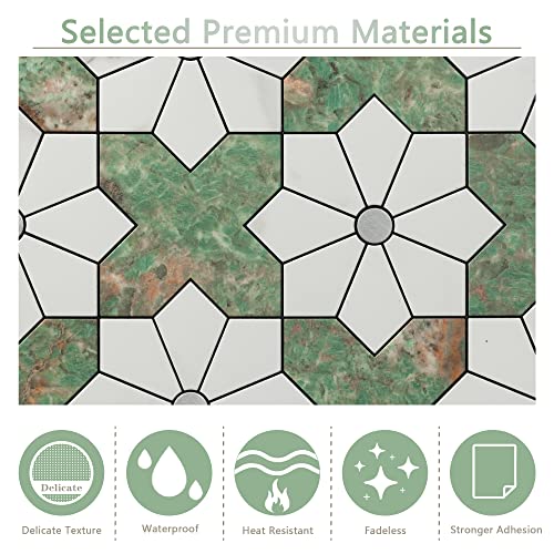 Eazart Peel And Stick Backsplash Tiles 10Pcs Stick On Kitchen Living Room Bathroom(White+Green) #TOP5