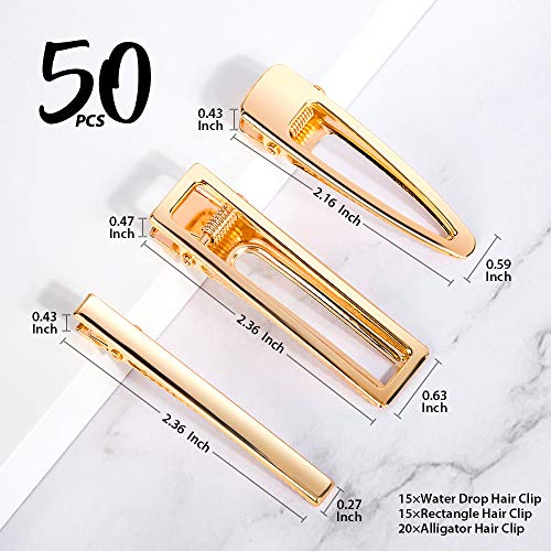Metal Hair Clips, Leobro 50Pcs Hair Clips For Women, Girls, Alligator Clips, Clips For Hair, Hair Barrettes For Women, For Diy Acrylic Resin Hair Clips, Hair Bows, Crafts, Gold #TOP1