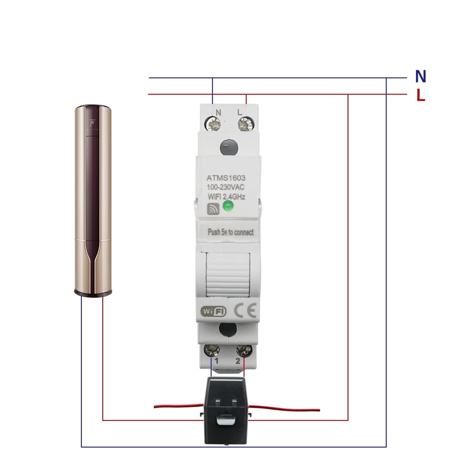 Contatore Energia Elettrica, Tuya Smart WiFi/Zigbee Elettricità KWH Contatore Din Rail Monofase AC 50A 63A CT AC Meter App Monitor in tempo reale Potenza, Facile da Installare(Wifi,3)
