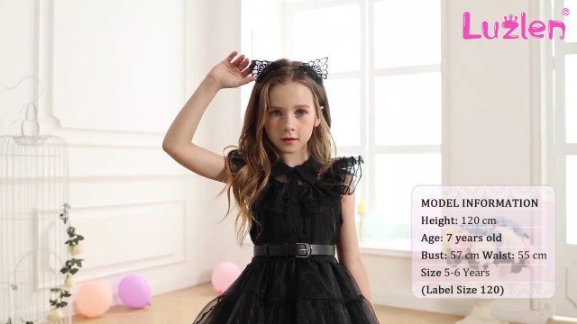 Disfraz negro para niñas edad 4-5 años miniatura 6