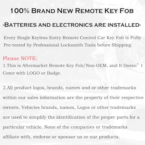 image for SUPALAND Keyless Entry Key Fob Remote Start Control Replacement Fits f