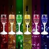 HOMEYA Colored Lights Up Champagne Flutes Glasses Set of 6, Liquid Activated Glow in The Dark Cups with Replaceable Battery, Colorful Drinking Whiskey Led Cups for Christmas Halloween Party Birthdays