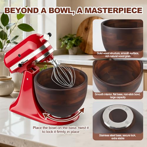 Tazón de Madera Acacia Premium para Mezcladora KitchenAid 4.5 y 5 Qt miniatura 5