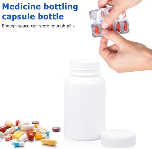 Miniatura 8 de Botella vacía de píldoras Botella de medicina de plástico 20 unids Portátil Tablet Container Case Botella de reactivo con tapas Cápsulas Contenedor