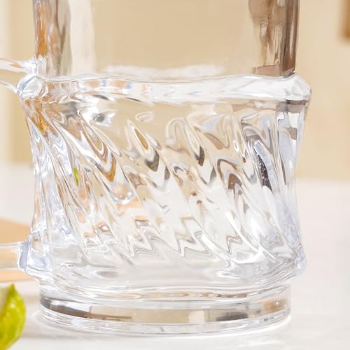 Image of Nestasia Transparent Glass Tea Cups Set of 6 (165ml Each) - Dishwasher Safe & 100% Food Safe Chai Cups with Handle for Coffee, Tea, Hot & Cold Beverages | Twisted Swirl Embossed Design