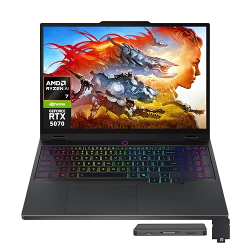 Image of Lenovo Legion 5 15.1 inch 165Hz WQXGA OLED Gaming Laptop, AMD Ryzen AI 7 350, NVIDIA GeForce RTX 5070 8GB, 64GB RAM, 5TB Storage(4TB SSD+1TB Docking Station Set), RGB Backlit Keyboard, Win 11, Black