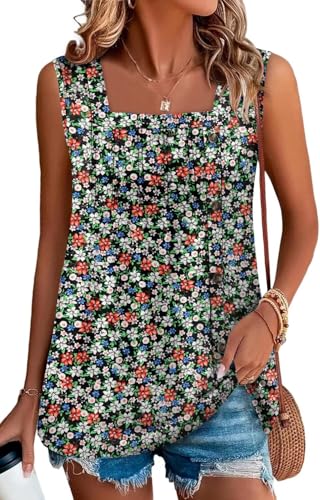 KISSMODA Womens Boho Tops for Summer Sleeveless Tanks Loose Fit Casual Blouse Daily Shirts for Leggings (S-3XL)