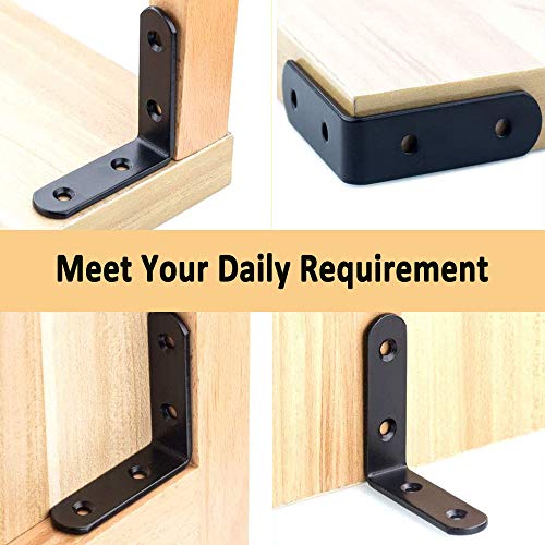 Drenis 20Pcs Shelf Bracket Heavy Duty Black Steel L Corner Brace, Angle Brackets For Shelves,50Mm X 50Mm Bracket Fastener For Wooden Cabinet Bookshelves Bed Table, Fixing Furniture Fastener Hardware #TOP5