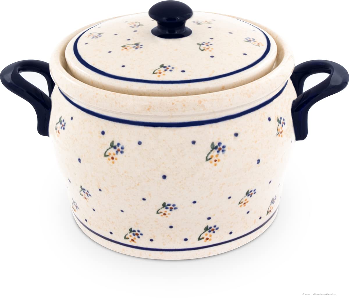 Original Bunzlauer Keramik 1,75 Liter Rumtopf/Mehrzwecktopf/Keramiktopf Ø16,5 cm im Dekor 111
