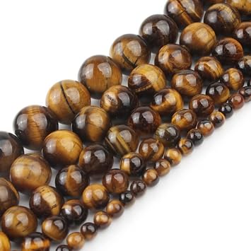 10mm 37pcs Yellow Tiger Eye Natural Stone Beads for Jewelry Making Supplies, Round Crystal Beads for Bracelets Necklace DIY Crafts