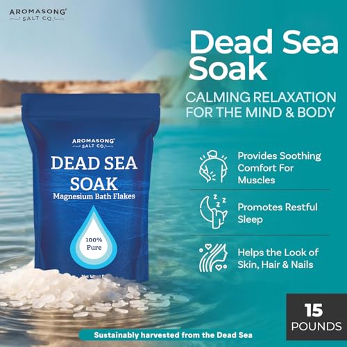 Aromasong Magnesium Flakes, 15lb – Dead Sea Bath & Foot Soak – Superior Alternative to Epsom Salt with 27,360 Mg of Magnesium Per Bath, Bulk Pack - Image 4