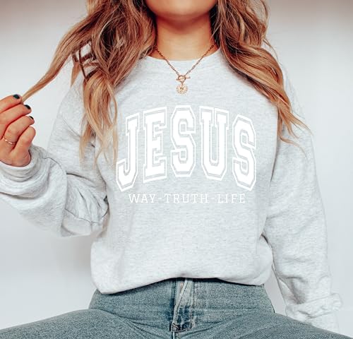 Jesus Way Truth Love Sweatshirt, Christian Sweatshirt, Religious Sweatshirt for Women, Unisex Retro Church Outfit, Christian Apparel for Men, God Sweatshirt, Retro Jesus Sweatshirt2