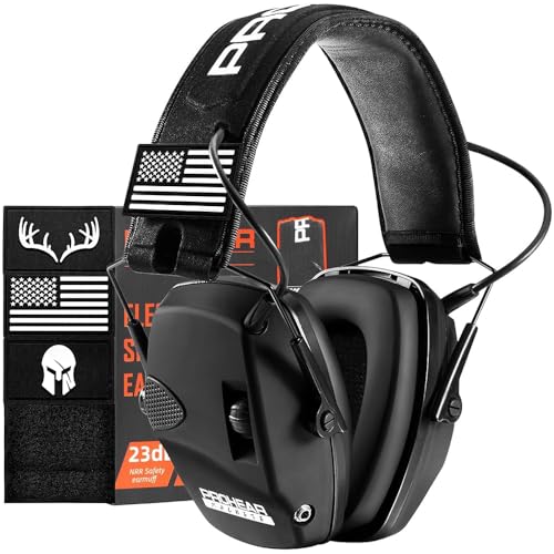 PROHEAR Electronic Ear Protection with 4X Sound Amplification, Noise Reduction Safety Earmuffs, NRR 23dB Noise Reduction Headphones for Loud Work Environments – Black