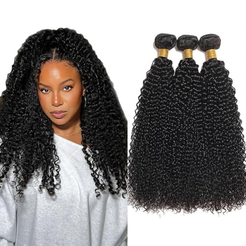 Cabello humano en extensiones rizadas Double Weft negro natural de 26 a 30 pulgadas para mujer