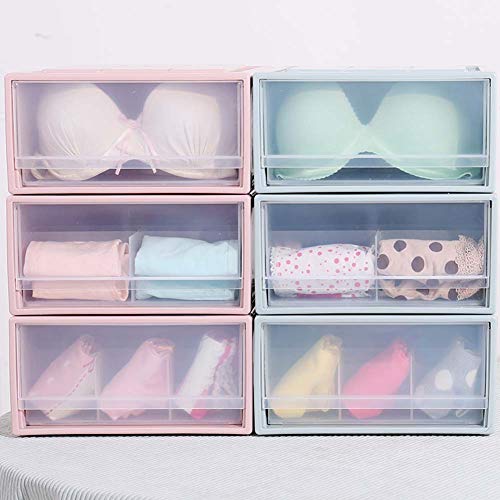 Homieco Bo?Te empilable Coffre en Plastique Transparent Tiroir Diviseur sous-V¨ºtements Chaussette Organisateur Garde-Robe Bo?tes De Rangement, 10 Cellules/Rose