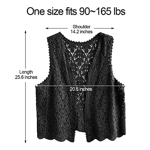 Image of Womens Floral Crochet Lace Boho Trim Sleeveless Open Front Vest Cardigan