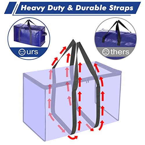 Uhogo 110L 3 Pack Heavy Duty Extra Large Storage Bags, Thicker Waterproof Storage Bags with Zips for Moving Travelling - Image 3