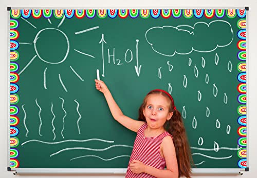 Image of SICOHOME Boho Bulletin Board Borders,48pcs Bulletin Borders Stickers,Boho Classroom Decor,Rainbow Bulletin Board Trim Back to School Decoration,Waterproof Back to School Classroom Office Chalkboard