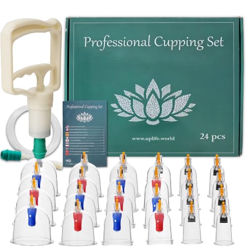Uplife Kit de 24 Ventouses Thérapeutiques -Instructions en Français- Ventouse Massage Kiné Anti Cellulite...
