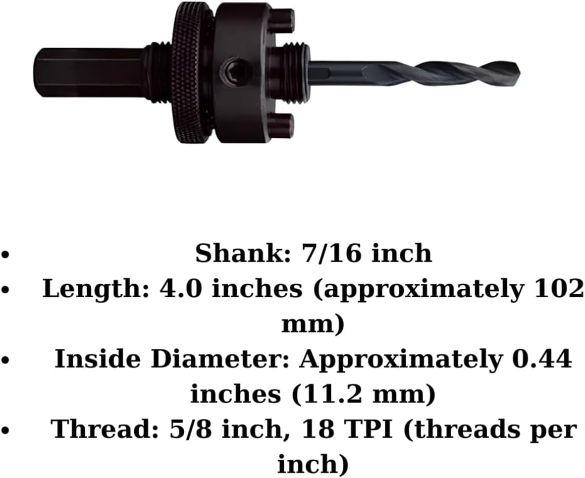 49-56-7055 7/16" Large Thread Quick Change Arbor – Compatible with Hole Saws 1-1/4" & Larger – Replacement Adapter (Thread Size: 5/8")