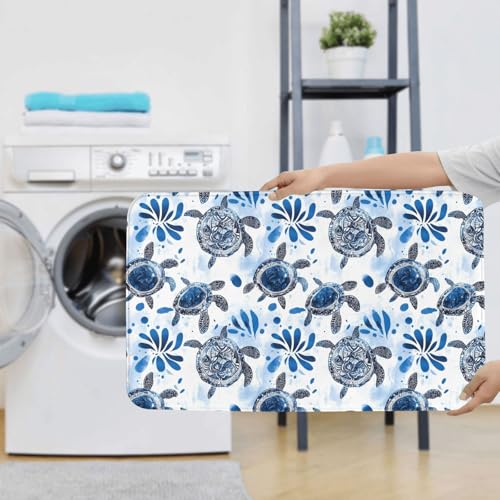 Tapis de bain lavable en machine ensemble 3 pièces bleu - 7