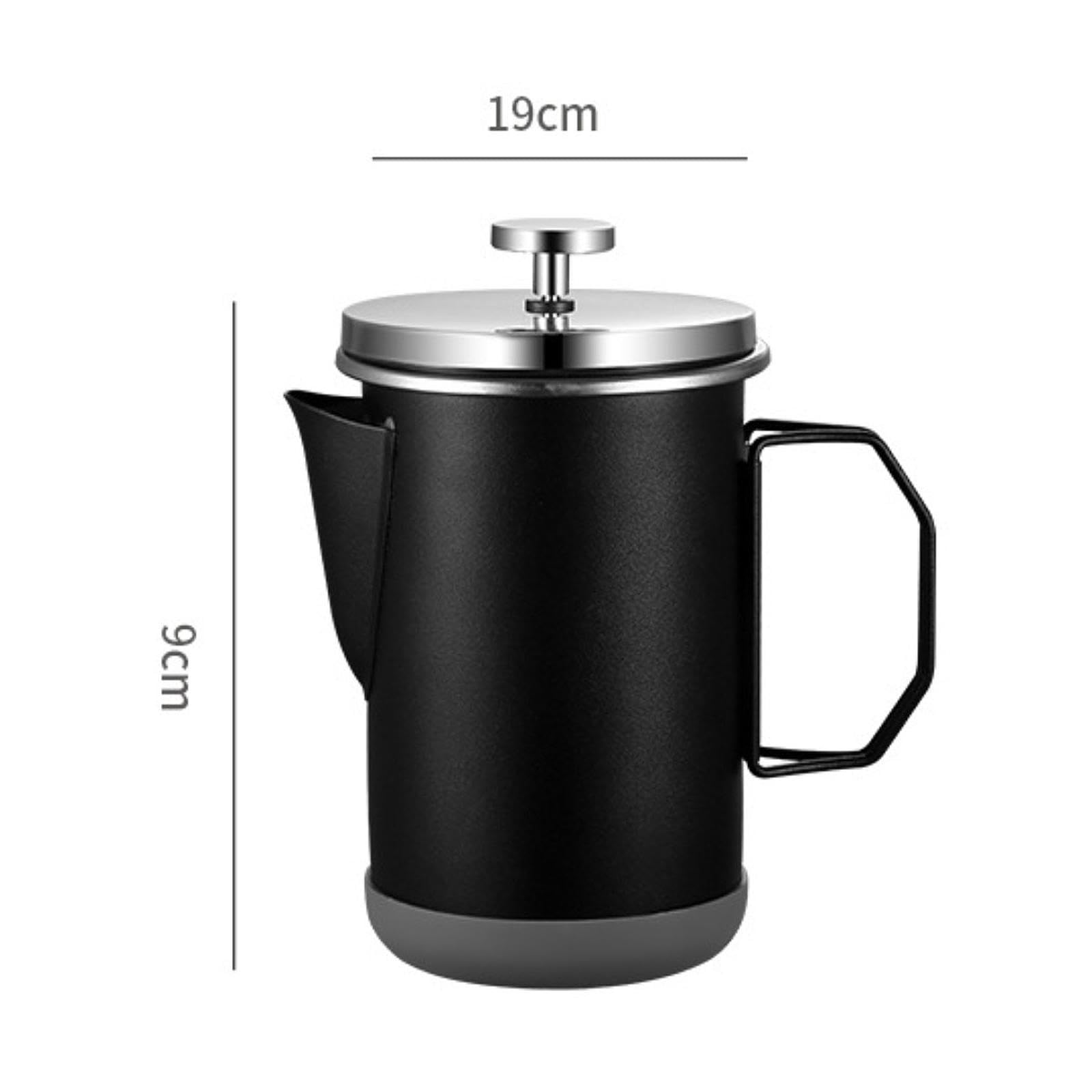 Cafetera de prensado francés, 1 L, resistente al calor, sin posos de café, para café, oficina, hogar, color negro
