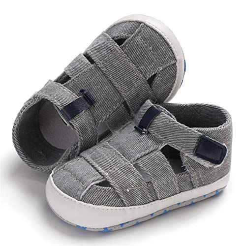 BENHERO Infant Baby Boys Girls Sandals Soft Sole Non Slip Toddler Prewalker Crib Summer Outdoor Walking Shoes,12-18 Months M US Infant,G-Grey