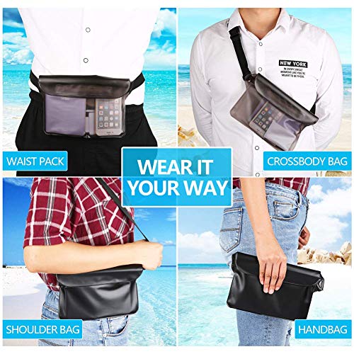 2 Pack de Riñoneras Impermeables con Cinturón Ajustable, Bolsa Impermeable para Mantener Seguro y Seco Teléfono y Valores, para Deportes Acuáticos y Playa (gris+negro) miniatura 5