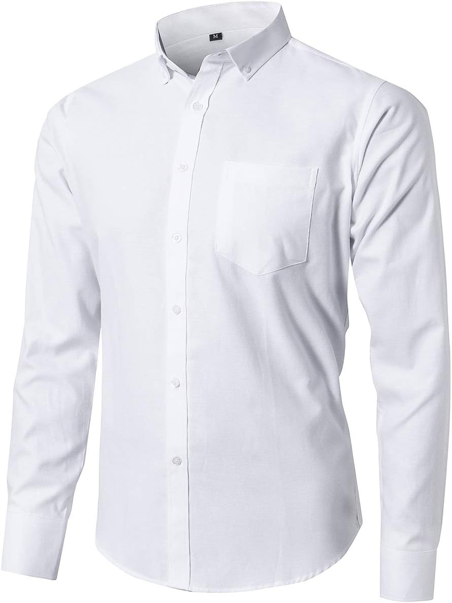 JEETOO Oxford Dress Shirts for Men Long Sleeve Button Down Shirt - Image 2