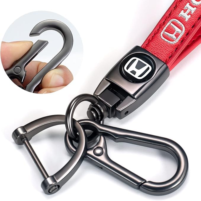 Image of Car Leather Keychain Key Ring Accessories red