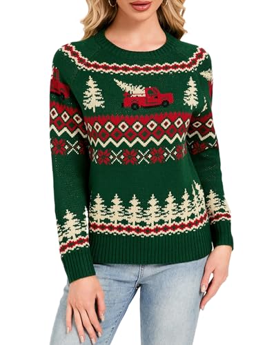 VEOMRI LUKCH Weihnachtspullover für Damen, Winter, Strickpullover,...