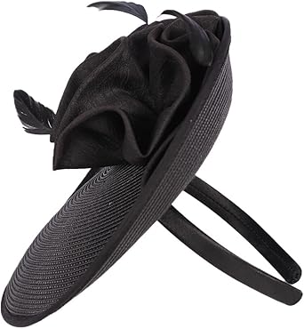 Women's Straw Derby Hat with Feather