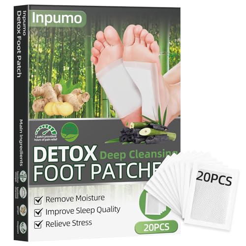 20 parches de desintoxicación para pies de desintoxicación, almohadillas naturales para pies de limpieza profunda, para aliviar el estrés y el sueño profundo, eliminar toxinas y limpiar el cuerpo