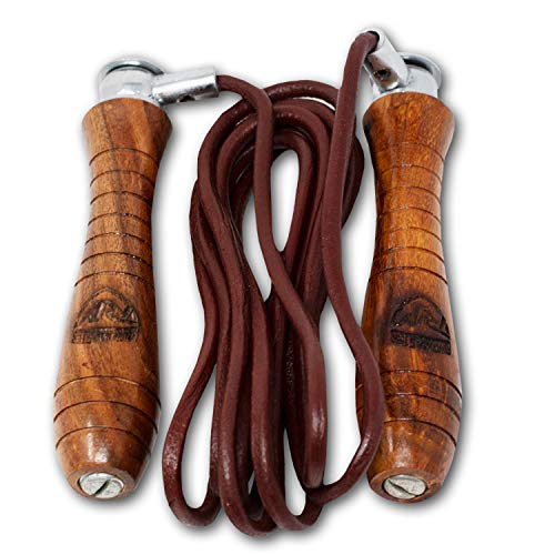 RingMaster Sports Heavy Genuine Leather Pro Skipping Rope Jump Wooden Weighted Fitness Cardio Exercise