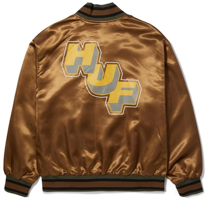 HUF Galactic Stack Baseball Jacket Camel L ジャケット 並行輸入品