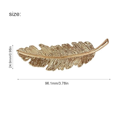 Miniatura 3 de Pinzas para el cabello de hoja de plumas de aleación de oro, horquilla, horquilla, horquilla, peine de lujo, pinzas para el cabello, joyería para el