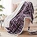 Sedona House Sherpa Fleece Blanket Throw Purple Plaid - Luxury Flannel with Sherpa Cozy Fuzzy Plush Fleece Blanket Size 50"x60"