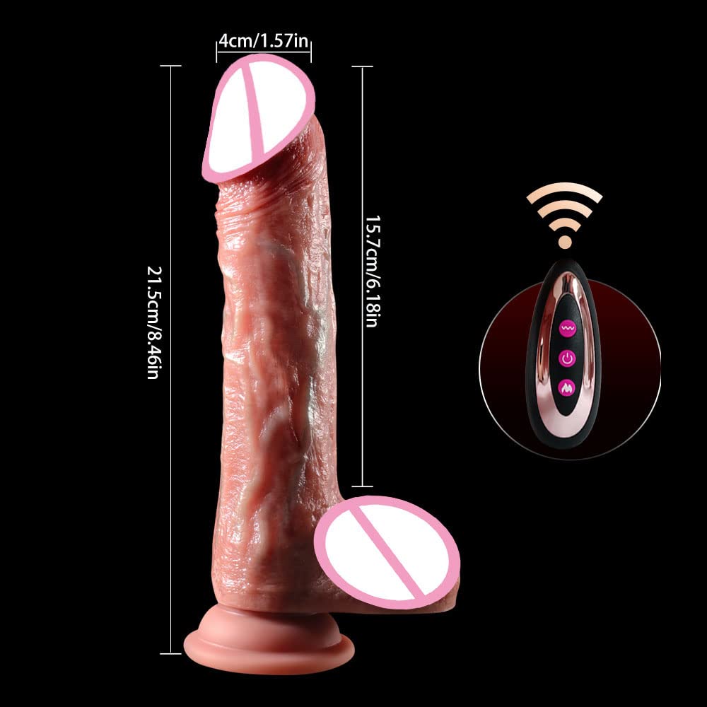 Plug anale Dildo Vibratori Dildo Giocattoli del sesso Riscaldamento Vibratore telecomandato Dildo telescopico (D067-21cm)
