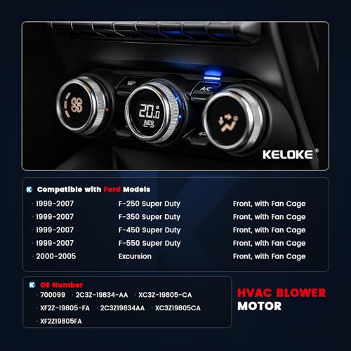 Image of KELOKE Front HVAC Heater Blower Motor Fan Compatible with Ford F-250 Super Duty /F-350 Super Duty /F-450 Super Duty /F-550 Super Duty 1999-2007, Excursion 2000-2005, with Fan Cage, Replace# 700099